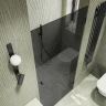 Душевая дверь Maybah Glass MGD-529-6 905x1950 на петлях Черный стекло графитовое