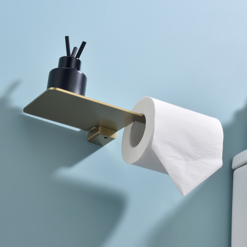 Держатель туалетной бумаги Raglo R301.03.03 с полкой Золото матовое