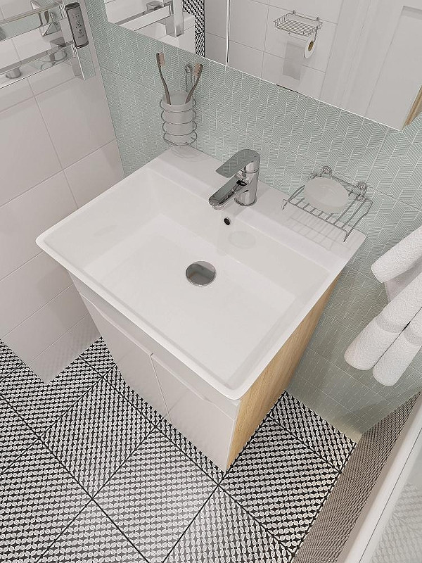 Тумба с раковиной DIWO Архангельск 50 цвет Белый Дуб сонома