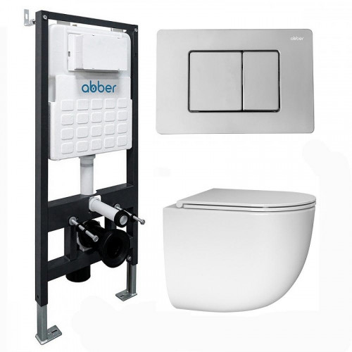 Комплект унитаза с инсталляцией Abber Bequem AC1132TC-AC0105-AC0120 цвет Белый с сиденьем Микролифт