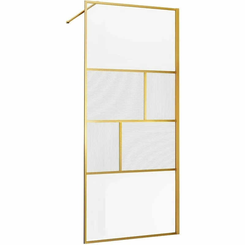 Душевая перегородка Vincea Walk-In 120 VSW-1HC120CFBG профиль Брашированное золото стекло прозрачное/рифленое