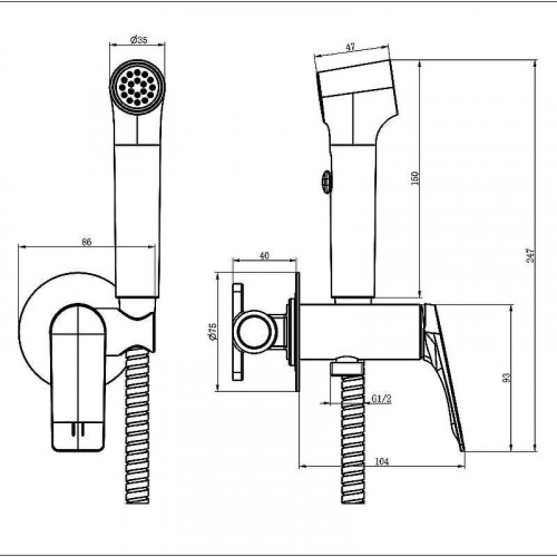 Гигиенический душ со смесителем Azario Lursy AZ-KFX49B цвет Черный матовый
