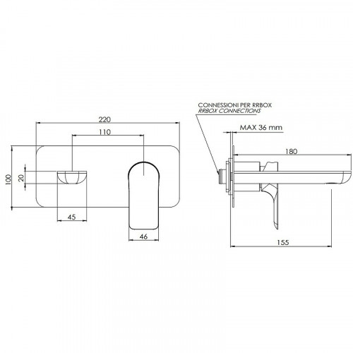 Смеситель для раковины Remer Infinity I15KBNO Черный матовый латунь встраиваемый