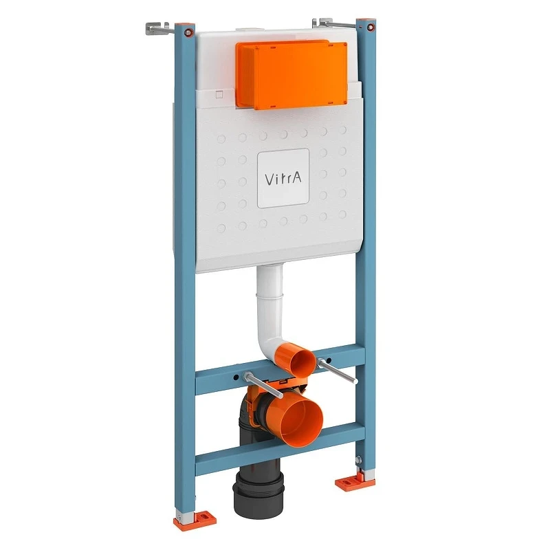 Комплект унитаза с инсталляцией Vitra Shift 9855B003-7206 цвет Белый с сиденьем Микролифт и клавишей смыва цвет Хром глянцевый