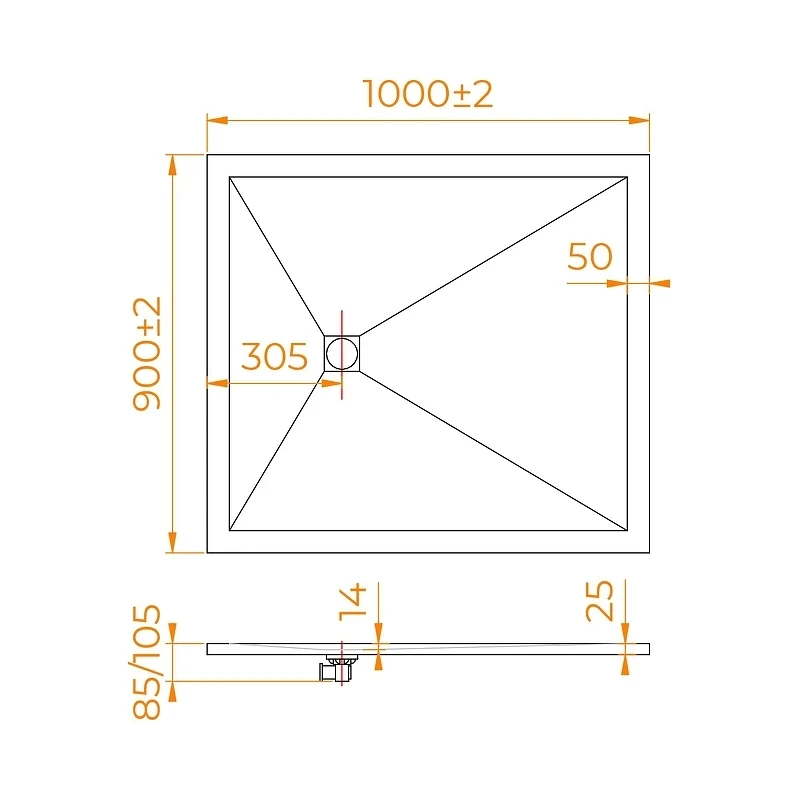 Душевой поддон из искусственного камня RGW Stone Tray (Стоун Трей) ST-G 100х90 16152910-002 цвет Графит