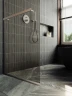 Душевая перегородка Maybah Glass MGD-733-5у 890x1950 в узком профиле Хром матовый стекло бронзовое