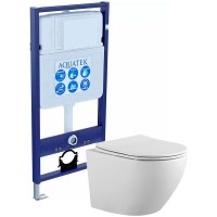 Комплект унитаза с инсталляцией Aquatek Set Aquatek Европа с сиденьем Микролифт фарфор подвесной