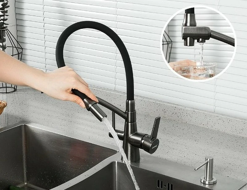 Смеситель для кухни Gappo G4398-19 Графит Черный латунь