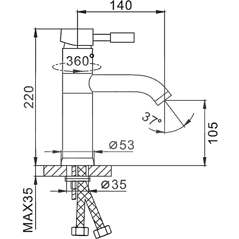 Смеситель для раковины Frap H52 F1052 Хром латунь