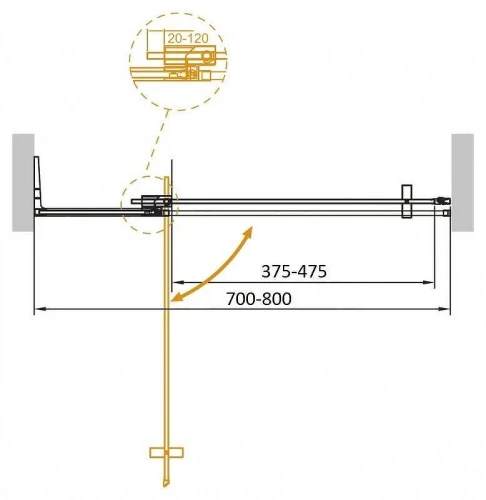 Душевая дверь Cezares Slider 80 SLIDER-B-1-70/80-BR-GM профиль цвет Оружейная сталь стекло бронзовое