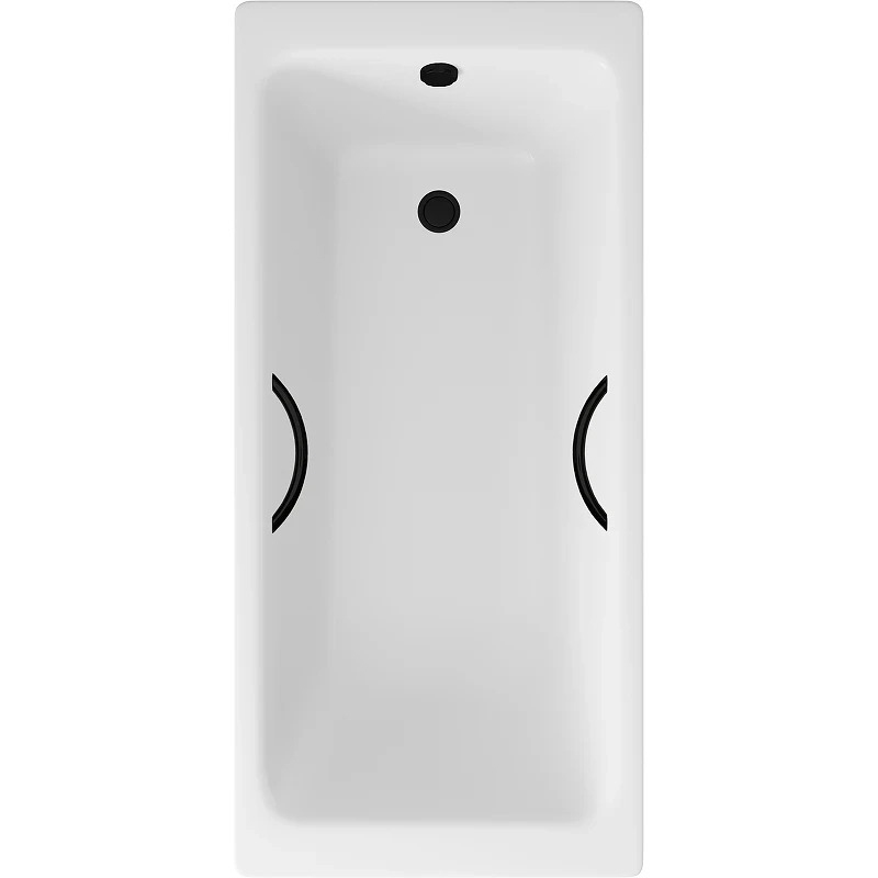 Чугунная ванна Delice Parallel 170x80 DLR220502RB с черными матовыми ручками без антискользящего покрытия