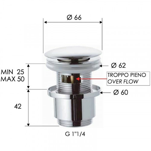 Донный клапан Remer 905CC2114RL click-clack Медь глянцевая