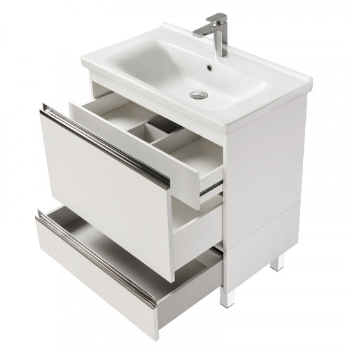 Тумба под раковину Aquaton Капри 80 1A230201KP010 подвесная Белая глянцевая МДФ / ЛДСП