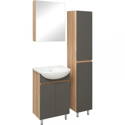 Зеркальный шкаф Runo Лада 50 00-00001160 Дуб серый МДФ / ЛДСП, стекло