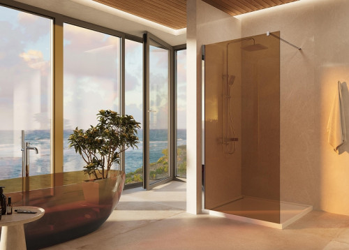 Душевая перегородка Vincea Walk-In 90 VSW-1H900GS профиль Хром стекло янтарь