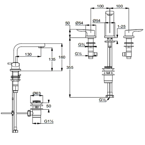 Смеситель для раковины Kludi Pure Solid 343940575 Хром латунь