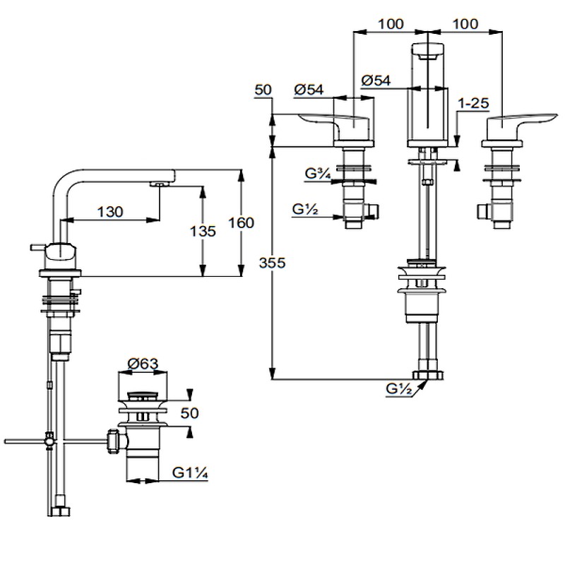 Смеситель для раковины Kludi Pure Solid 343940575 Хром латунь