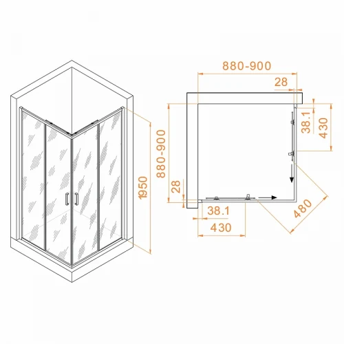 Душевой уголок RGW Passage PA-39 90x90 03083999-11 профиль Хром стекло прозрачное