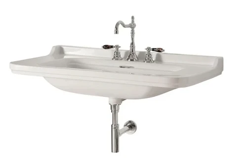 Раковина Kerasan Waldorf 100 4142K1bi/cr*3 Белая фарфор подвесная, полувстраиваемая