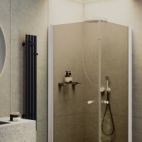 Душевой уголок Maybah Glass MGY-1297-1 800x800x1980 на монопетлях Белый стекло бронзовое