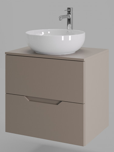 Тумба с раковиной Orange Line 60 Li-60TuLMDF+B07-420W подвесная Латте матовый МДФ / ЛДСП