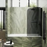 Шторка для ванны Maybah Glass MGV-792-6 800х1400 поворотная на монопетле с полотенцедержателем Черный стекло графитовое матовое