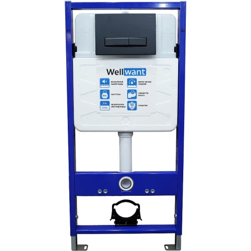 Комплект унитаза Vincea Globo VT1-14S с инсталляцией WellWant Standart 50 WWISI111BB с сиденьем Микролифт и Черной матовой клавишей смыва фарфор подвесной