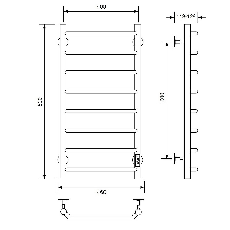 Электрический полотенцесушитель Comfysan Scola EC-8 80x40 016968 Черный матовый