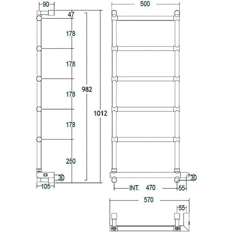 Электрический полотенцесушитель Margaroli Sole 542-6 BOX 5424706OBNB Бронза