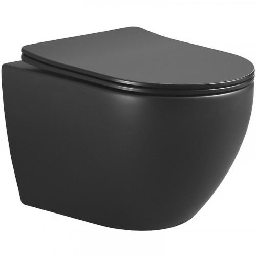 Унитаз биде Boheme Nero 961-SET-2-B подвесной Черный матовый с сиденьем Микролифт фарфор подвесной