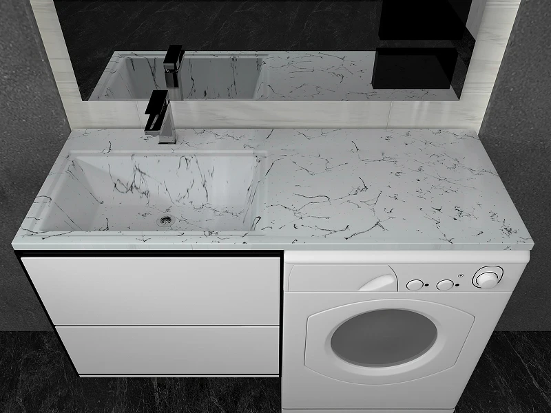 Раковина Stella Polar Мадлен 120 L SP-00001071 на стиральную машину Белый мрамор