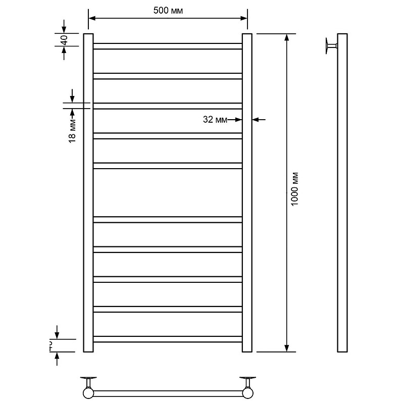 Водяной полотенцесушитель Comfysan Luce W-10 100x50 013554 Белый матовый