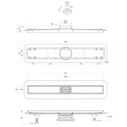 Душевой лоток BelBagno Luce BB-LD-LUCE-60-BIANCO с Белой матовой решеткой / под плитку