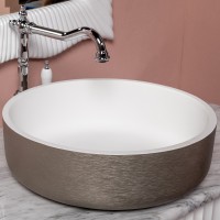 Раковина Boheme Armadi Art NeoArt 40 819-SL Серебро Белая искусственный камень (литьевой мрамор) накладная
