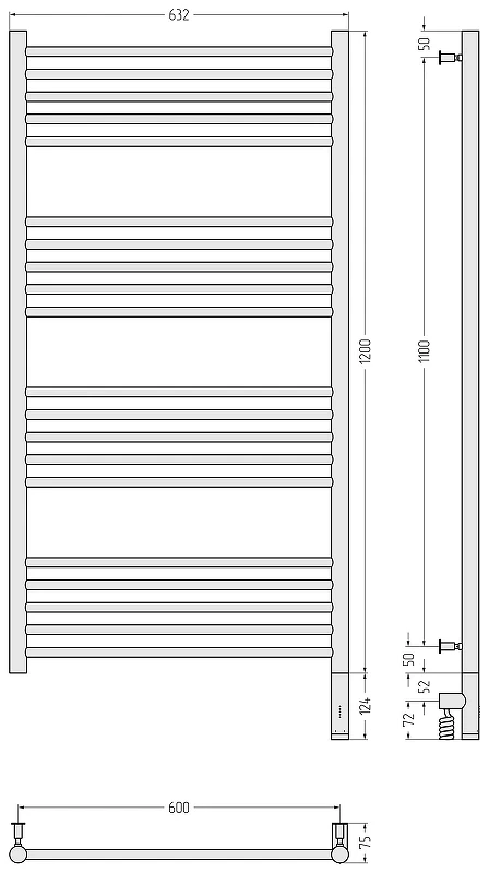 Электрический полотенцесушитель Сунержа Богема 3.0 прямая 120x60 30-5805-1260 цвет Матовый белый