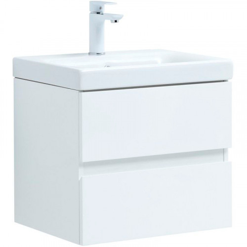 Тумба под раковину Aquanet Беркли 50 302347 подвесная Белый глянец МДФ / ЛДСП