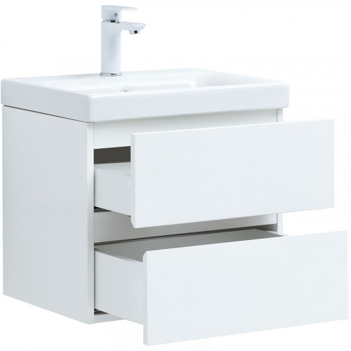 Тумба под раковину Aquanet Беркли 50 302347 подвесная Белый глянец МДФ / ЛДСП