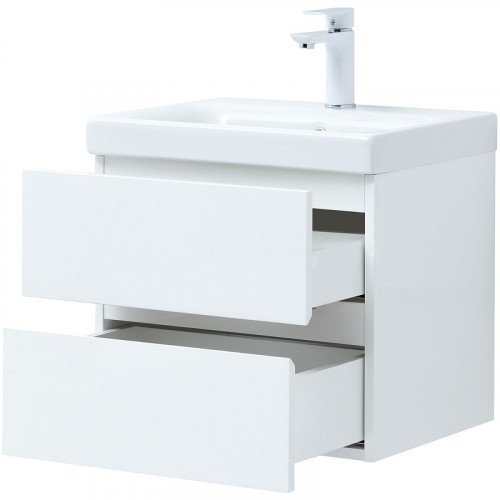 Тумба под раковину Aquanet Беркли 50 302347 подвесная Белый глянец МДФ / ЛДСП