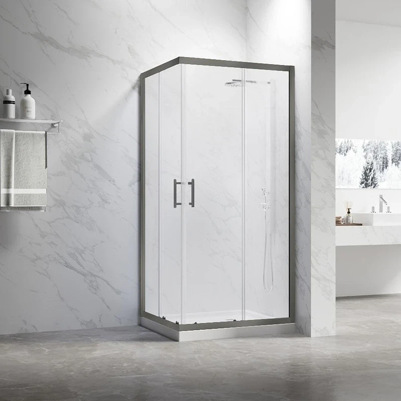 Душевой уголок Veconi Rovigo RV-27GM 90х90 RV27GM-9090-01-C8 профиль Оружейная сталь стекло прозрачное