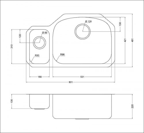 Кухонная мойка Oulin 80,1 OL-U601 цвет Сатин