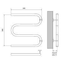 Водяной полотенцесушитель Melodia della vita Simple Polymer М-образный 50х50х1 MTRSP5050PLR Полированная сталь