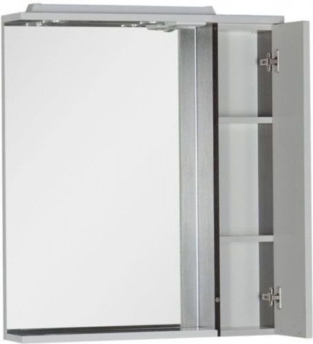 Зеркало со шкафом Aquanet Гретта 75 173995 с подсветкой R Венге Белое МДФ / ЛДСП, стекло