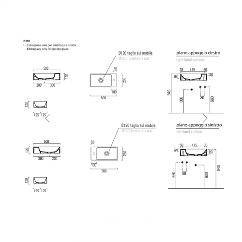 Раковина GSI Kube X 50 9486111 Белая фаянс подвесная, накладная