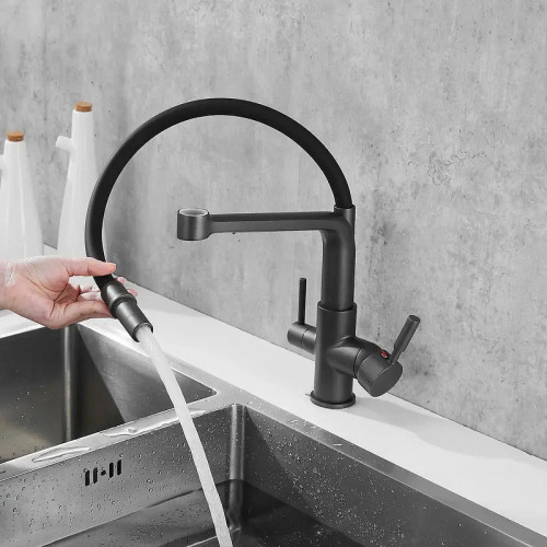 Смеситель для кухни Rose R658Y цвет Пепельный Черный