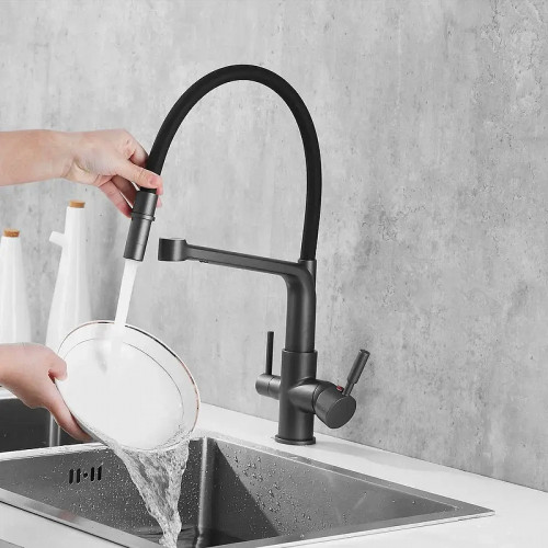 Смеситель для кухни Rose R658Y цвет Пепельный Черный