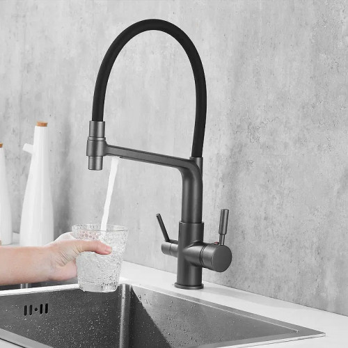 Смеситель для кухни Rose R658Y цвет Пепельный Черный