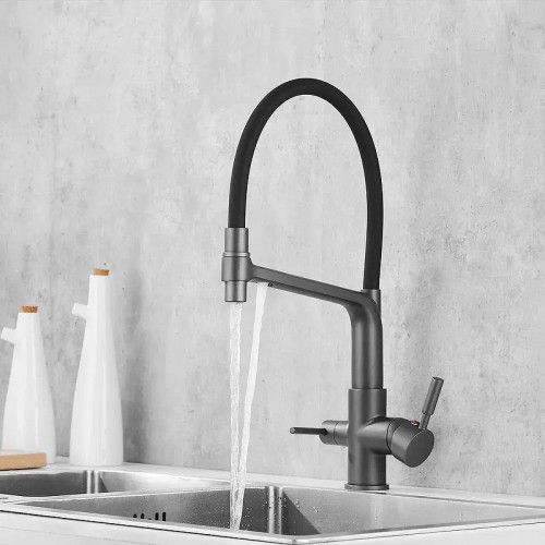 Смеситель для кухни Rose R658Y цвет Пепельный Черный