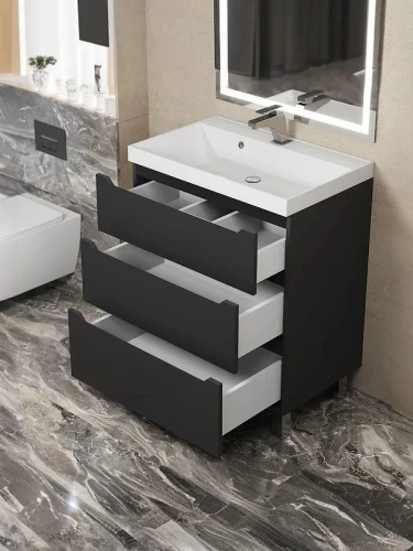 Тумба с раковиной Uperwood Tanos 70 291020333+Classic 70 291020336 цвет Черный матовый