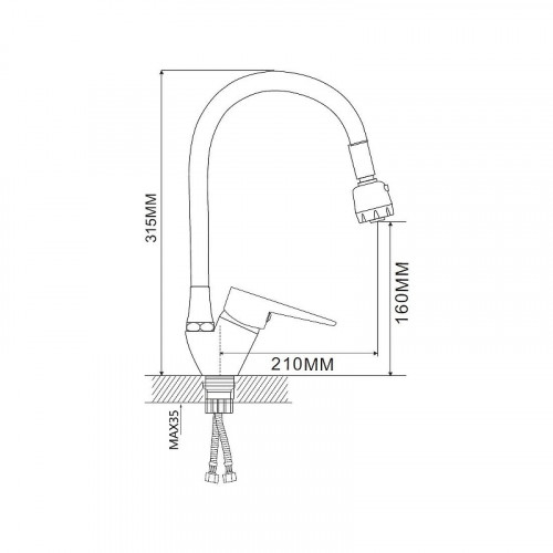 Смеситель для кухни D-Lin D150303-1T цвет  Хром  Черный