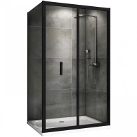 Душевой уголок Abber Sonnenstrand 120x100 AG07120B-S100B профиль Черный стекло прозрачное